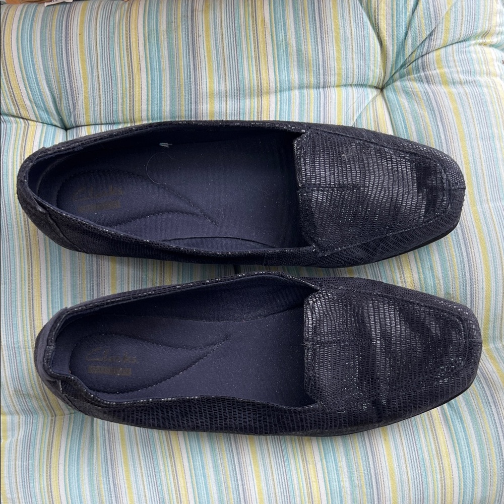 Clarks Black Textured Footwear